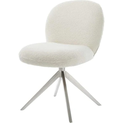 Image de Chaise pivotante Nube Flex bouclé blanc pied croisé large acier inoxydable brossé pivotement sur 360 fonction bascule ressorts ensachés