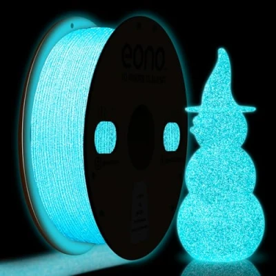 Image de Eono filament PLA à paillettes Glow Bleu 1,75 mm (± 0,03 mm), lumineux pour imprimante FDM, effet scintillant similaire Galaxy PLA, bobine de 1 kg