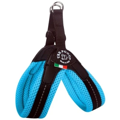 Image de Tre Ponti Harnais Easy Fit Soft Mesh avec fermeture à clic, couleur : bleu clair, taille 2,5/34 38 cm/jusqu&#039;à 6 kg