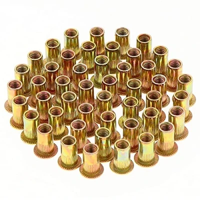 Image de Gueenky 150 Pièces Écrou à Rivet M4 Fileté Tête Plate, Écrous Riveter Fileter en Acier au Carbone Zingué, Assortiment Inserts Filetés pour Métal Plastique (9 mm x 11 mm)