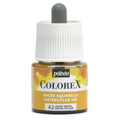 Image de Pébéo Encre Colorex 45 ML Jaune Indien Aquarelle Rendu Velouté Dessin Multi outil Tous Supports