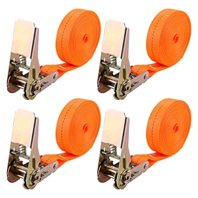 Image de DICLLY 4 Pièces Sangle à Cliquet,Longueur 6 m,Largueur 25 mm,Sangle d&#039;Arrimage Cliquet,Sangles de Serrage,Supportant Une Charge Maximale Totale 1000 kg