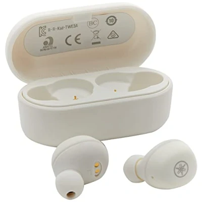 Image de Yamaha TW E3A écouteurs bluetooth Écouteurs intra auriculaires sans fil en blanc 6 heures d&#039;autonomie une seule charge Étanchéité IPX5 Boîtier de inclus