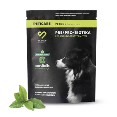 Image de Peticare Chien Prebiotiques &amp; Probiotiques système immunitaire Fort, nettoie intestins, Flore intestinale, soulage sensibilité Allergies, complément Alimentaire Naturel petDog Health 2501