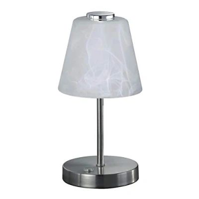 Image de Reality Leuchten R52541907 Lampe de Table, Métal, 2.5 W, Nickel Matt/Weiß