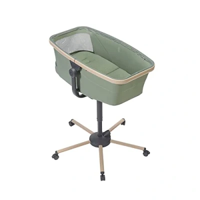 Image de Maxi Cosi Alba Berceau bébé 3 en 1, Lit bébé, Transat inclinable et Chaise Haute Tissus 100% recyclés, Naissance à Ans (15 kg), Compatible avec kit Repas Alba, Beyond Green