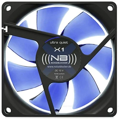 Image de Noiseblocker (80mm, XC1 PC Case Fan 80mm BlackSilent Ventilateur avec Ailes silencieuses Le Volume Maximum est Seulement 21dB (A) et débit d&#039;air de 35,7 m3/h