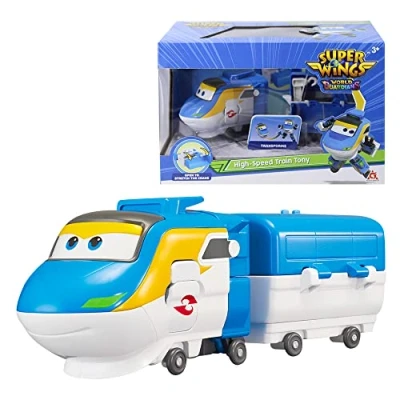Image de Super Wings Train Transformable Robot Tony pour Garçons et Filles de 3 4 5 6 7 Ans, Figurines Transformables Jeux Préscolaires Cadeaux d&#039;anniversaire, Pouces.