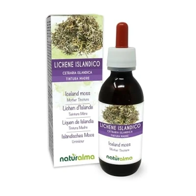Image de Lichen d&#039;Islande ou Mousse (Cetraria islandica) thalle (lichen) Teinture Mère sans alcool Naturalma Extrait liquide gouttes 120 ml Complément alimentaire Végétalien végan