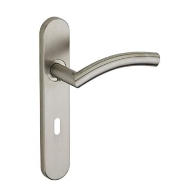 Image de THIRARD Ensemble de poignées pour porte chambre Ouranus trou clé, carré 7mm, entr&#039;axes 195mm, inox brossé