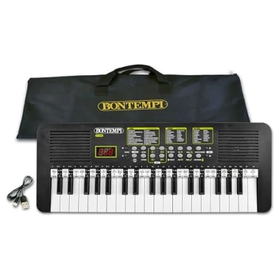 Image de Bontempi KeyRhythm Clavier Piano Numérique 37 Touches, Hauteur 2 cm Avec Prise Casque, Bande Pentagrammée, Métronome et Transpositeur, 53.4x19.9x6.9