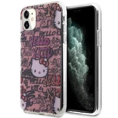 Image de CG MOBILE Hello Kitty HKHCN61HDGPTP Coque rigide pour iPhone 11/XR 6,1&quot; Rose IML Tags Graffiti