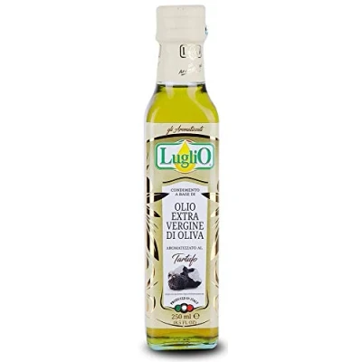 Image de Olio Luglio Huile d&#039;Olive à la Truffe Noire (250 ml) Extra Vierge Extraction froid Essence de Bouteille en verre