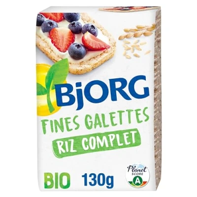 Image de BJORG Fines Galettes De Riz Complet Bio Source Fibres Sans Sel Ajouté 130 g
