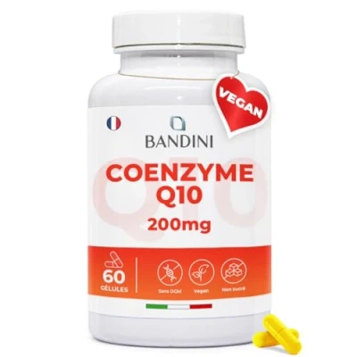 Image de Bandini® Coenzyme Q10 200 mg 60 Capsules (Couverture 2 Mois) CoQ10 Fortement Dosé Co Q 10 Ubiquinone à Haute Biodisponibilité Puissant Antioxydant Naturel Complément Alimentaire Gélules