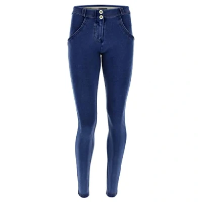 Image de Pantalon WR.UP® Skinny Taille et Longueur Classiques en Denim foncé Jeans Sombre Couture Jaune Large