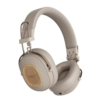Image de Marley Positive Vibration Riddim Casque sans Fil on Ear Bluetooth, 50 Heures d&#039;autonomie, écouteurs Pliables avec Microphone, Charge Rapide USB C, matériaux durables, Crème