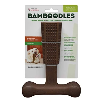 Image de Bamboodles T Bone Dog Chew pour Les mâcheurs Plus agressifs Grand bœuf