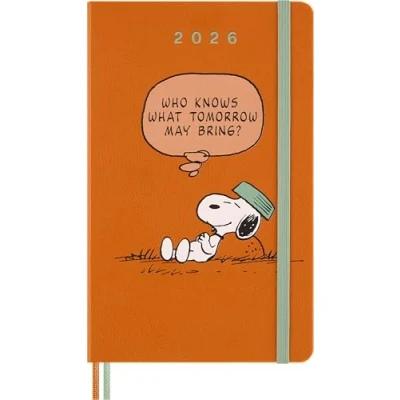Image de Moleskine Peanuts Agenda Hebdomadaire 2026, 12 Mois avec Espace pour les Notes, Couverture Rigide, Fermeture Élastique et Autocollants Thématiques, Format Large 13 x 21 cm