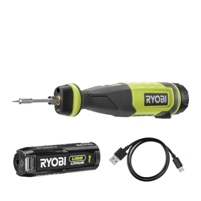 Image de RYOBI Fer à souder 4V USB Lithium 480 Câble C 1 batterie 2,0 Ah Livré avec du fil et un capuchon de sécurité RSI4 120G