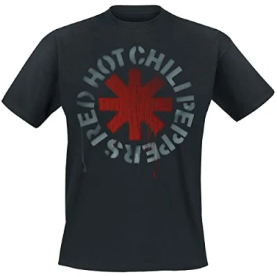 Image de Red Hot Chili Peppers Stencil Black Homme T Shirt Manches Courtes Noir 4XL
