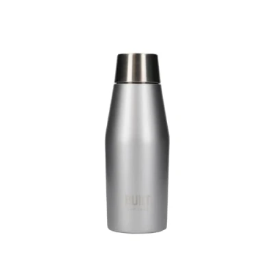 Image de BUILT Apex Bouteille Isotherme avec Bouchon Hermétique, 100% Réutilisable, Sans BPA, Gourde en Acier Inoxydable 18/10, 330 ml, Argenté