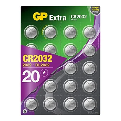Image de Piles CR2032 Lot de 20 GP Extra Bouton Lithium CR 2032 3V Haute Performance pour dispositifs Portables et médicaux, Porte clés balances