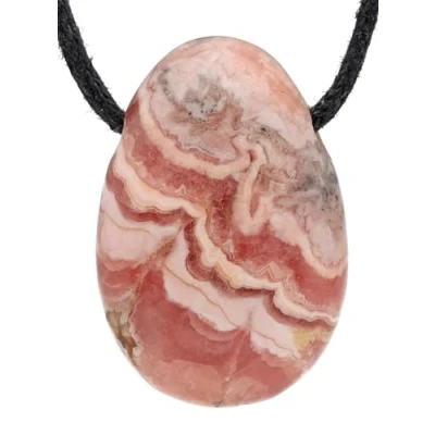 Image de Lebensquelle Plus Pendentif en forme de goutte Rhodochrosite percé avec cordon coton Pierre précieuse qualité supérieure, semi précieuse,