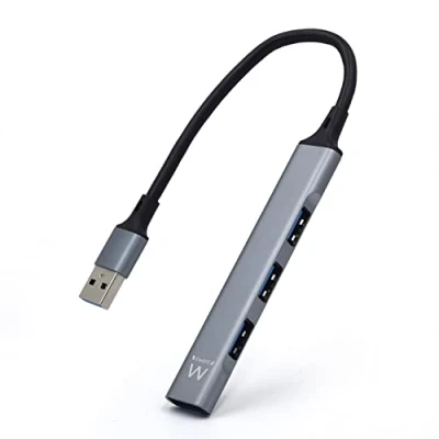 Image de Ewent EW1144 Hub USB A, de données Ultra Mince à 4 Ports, avec 3 Ports A 2.0, 1 Port 3.2, Type pour Macbook,Laptop,PS5/PS4 et Mac OS,Windows,Android Systems,Aluminium