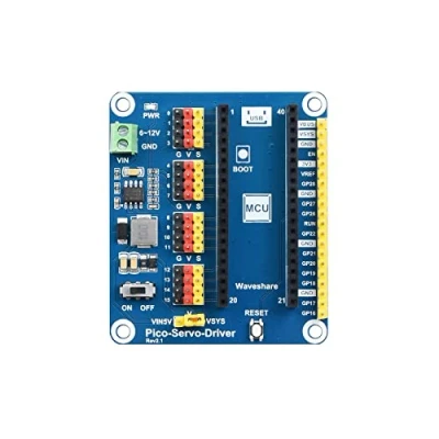 Image de Waveshare Servo Driver Module for Raspberry Pi Pico Ideal Controlling Robotic Arm Or Hexapod Walker 16 Channel Outputs Bit Resolution