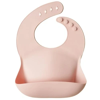 Image de mushie Bavoir Bébé en Silicone Bavoirs Imperméables Réglables Faciles à Essuyer 4 Tailles Avec Poches Avant Profondes 100% Sans BPA et Phtalate Blush