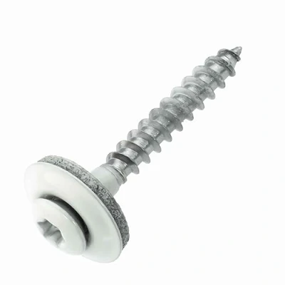 Image de Lot de 100 vis étanches en acier inoxydable A2 avec rondelle d&#039;étanchéité EPDM 15 mm 4,5 x 40 Blanc RAL 9010 TX20