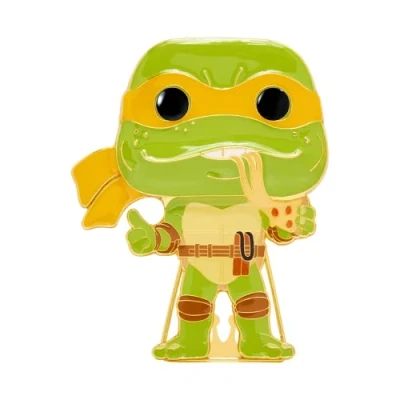 Image de Funko Pop! Large Enamel Pin Teenage Mutant Ninja Turtles (TMNT) : Michelangelo en Émail Broche Fantaisie Mignonne à Collectionner pour Les Sacs Dos et Idée de Cadeau TV Fans