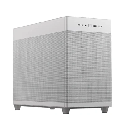 Image de ASUS Prime AP201, MicroATX, 33 litres, Compatible avec radiateurs jusqu&#039;à 360 mm, Peut contenir des Cartes vidéo 338 Panneaux en Maille, Ouverture sans Outils, USB Type C Avant, Blanc