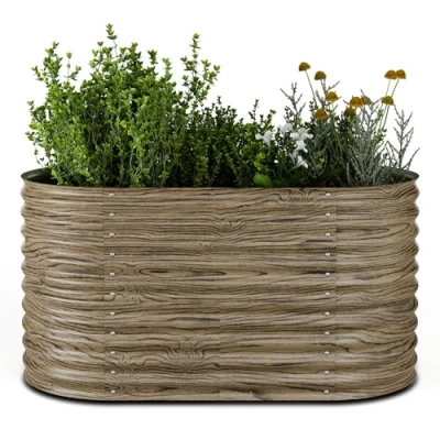 Image de Blumfeldt High Grow Potager surélevé 913 L Ergonomique Résistant aux intempéries Structure de fond ouverte ovale