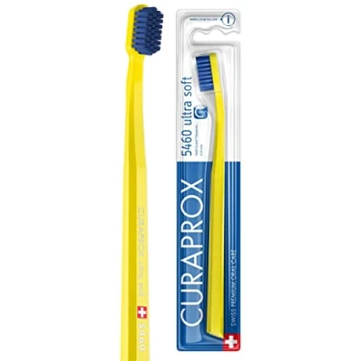 Image de Curaprox Brosse à dents CS 5460 Ultra Soft manuelle pour adultes avec poils CUREN Jaune Bleu