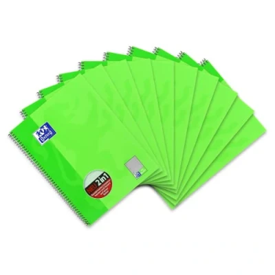 Image de Oxford Cahier A4 à carreaux avec double marge 80 feuilles Linéature Karli. Lot de 10 vert clair