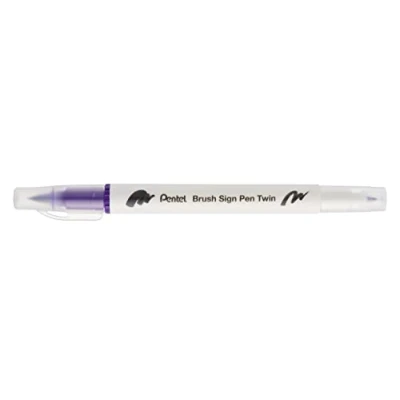 Image de Pentel Arts Brush Sign Pen Twin SESW30C Lot de 10 feutres pinceau bi pointe, Pointe large et fine, Acquarellable, Violet