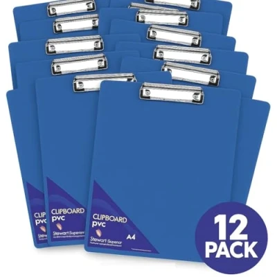 Image de Seco Lot de 12 porte blocs A4+ recouvert PVC avec clip robuste Bleu