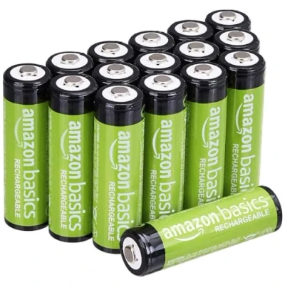 Image de Amazon Basics NiMh Piles Rechargeables AA, pré chargées, Lot de 16 (Le visuel Peut différer)