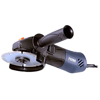 Image de FERM Meuleuse d&#039;angle 850W 125mm Protection électronique de redémarrage Soft grip Verroulliage broche Câble 3 mètres Incl. poignée latérale réglable
