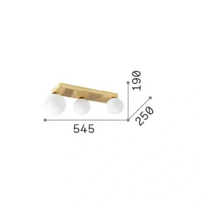 Image de Ideallux Ideal Lux plafonnier Penta, 3 lampes, doré, verre opalin