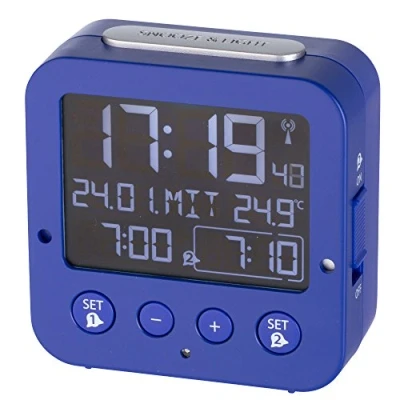 Image de TFA Dostmann 60.2531.06 Bingo Réveil radio piloté avec température, bleu