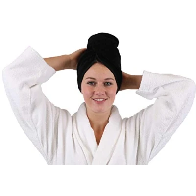 Image de Betz Serviette Turban 100% Coton sèche Cheveux Wrap de Toilette éponge Couleur: Noir