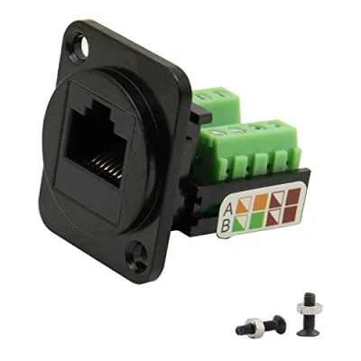 Image de QIANRENON RJ45 sans Soudure Montage Panneau Adaptateur Cat5E 8P8C Femelle vers Borne câblage Sertissage Module Connecteur, pour D /XLR