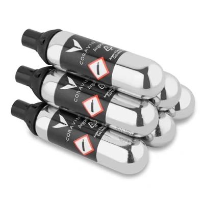 Image de Coravin Gaz Argon Capsules en Acier Inoxydable à Utiliser avec Les Systèmes et Dispositifs de Préservation du Vin Une Capsule Conserve Jusqu’à 15 Verres, Pack 6