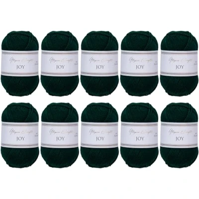 Image de Utopia Crafts JOY Lot de 10 pelotes fil à tricoter et crochet uni Doux Facile d&#039;entretien 100% polyacrylique 150 m Vert (Gordons vert)