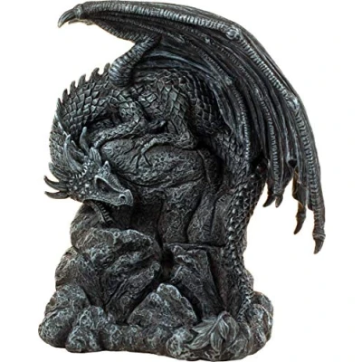 Image de Nemesis Now Dragon Pool Brûleur d&#039;encens à Reflux 19 cm Noir, résine, Taille Unique