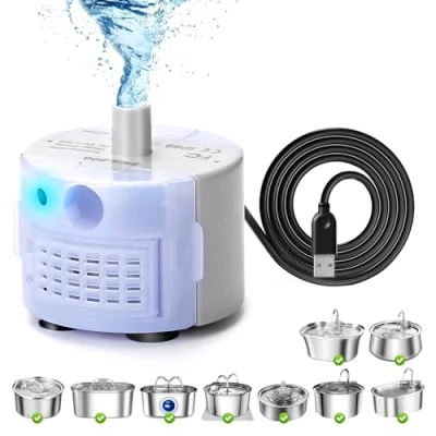 Image de Pompe pour fontaine à eau chat, de remplacement en acier inoxydable, animaux compagnie chat ultra silencieuse