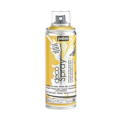 Image de PEBEO Peinture Acrylique en Spray Pour la Décoration Multi Supports Intérieur et Extérieur Base Eau, Faible Odeur 200 ml Finition Nacré Coloris Or